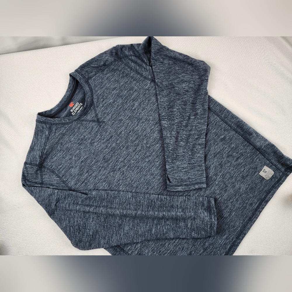 Rugged Elements Men's Long Sleeve Crew Neck Tee, Gray Blue, Size Large - Picture 3 of 10